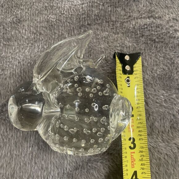 Vintage Clear Art Glass Bunny Rabbit Paperweight 3" Controlled Bubbles - Picture 9 of 10